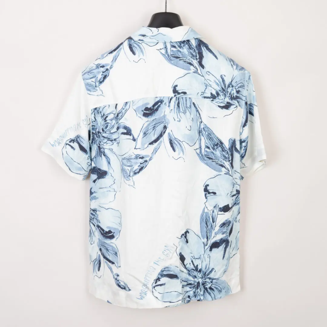 Ché Studios Cuban Collar Shirt Size M White Blue Floral Valbonne