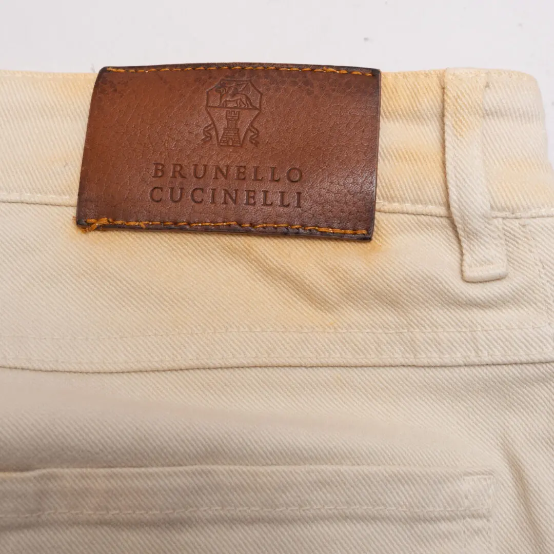 Brunello Cucinelli Denim Size EU48 Men Cream Skinny Fit Jeans