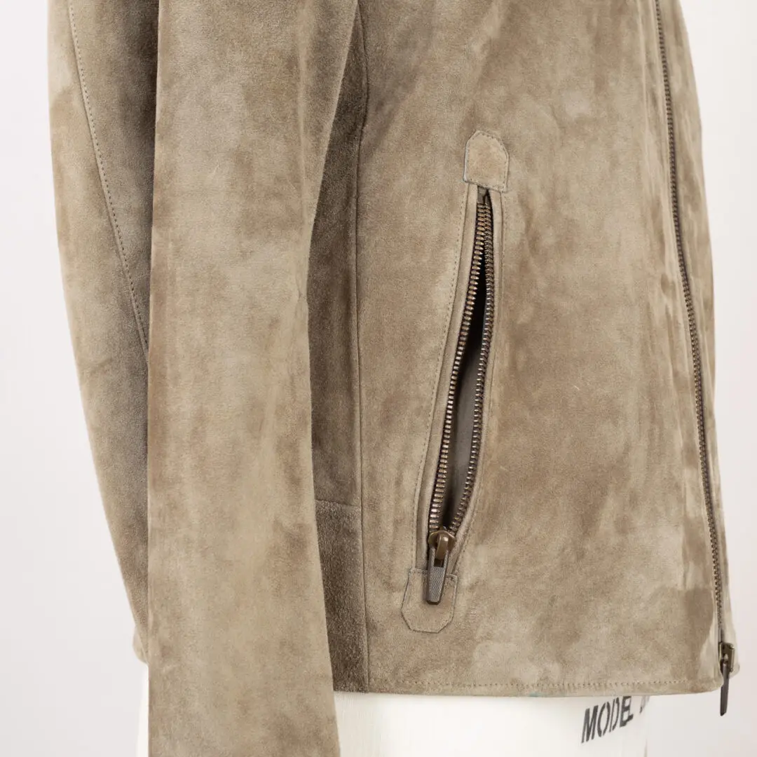 AjMone Leather Jacket Size M (EU50) Taupe Calf Suede Full Zip