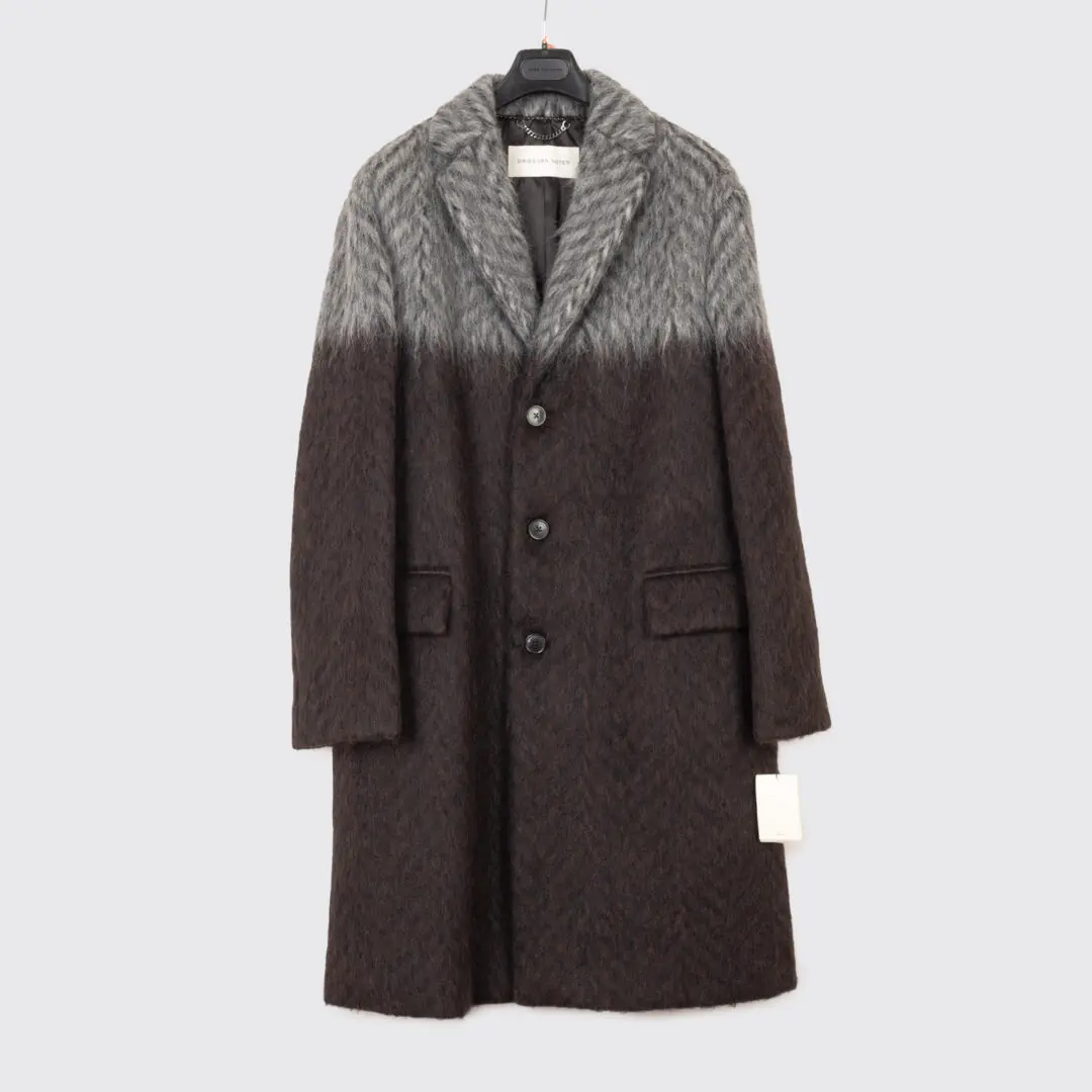 Dries Van Noten Autumn Winter 2024 bicolor wool mohair coat