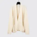 Harden Ribbed Cashmere Sweater Size M Cream Open Front Cardigan