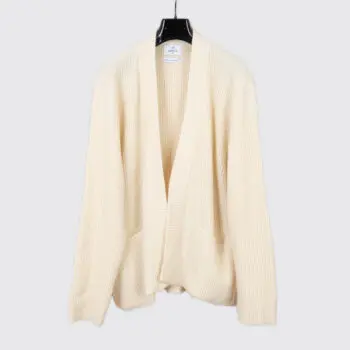 Harden Ribbed Cashmere Sweater Size M Cream Open Front Cardigan