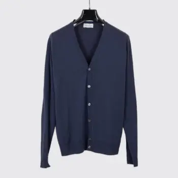 John Smedley Cardigan Size L Men Navy Lightweight Merino Wool