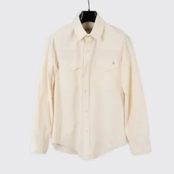 Ship John Townes Western Shirt Cream Size S Men Cotton Button Up 4