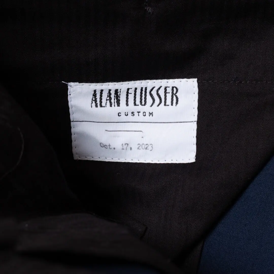 Alan Flusser Custom Trousers W32 Navy Blue Cotton Twill w/ Buckle