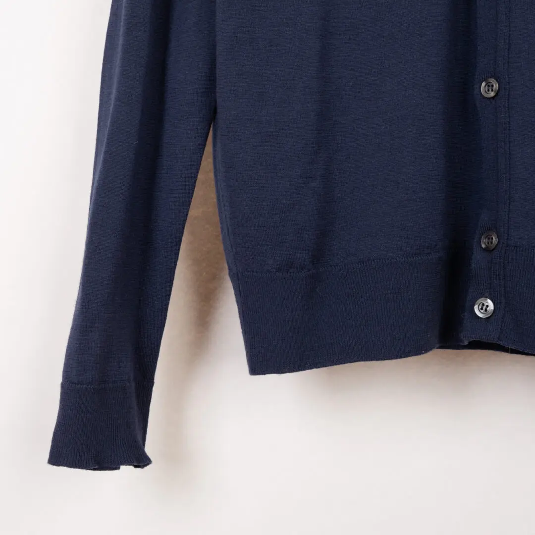 John Smedley Cardigan Size L Men Navy Lightweight Merino Wool