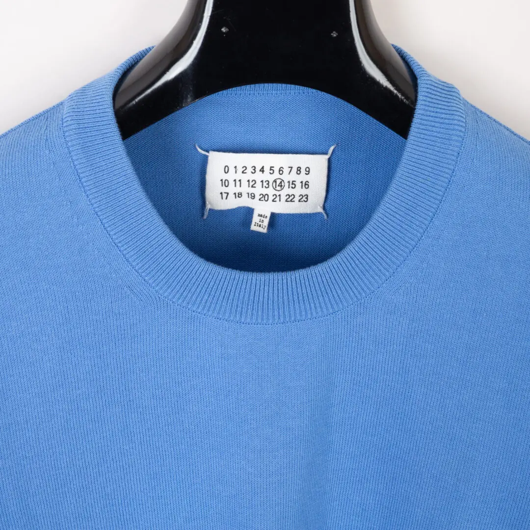 Maison Margiela Sweater Size S Men Blue Cotton Suede Elbow Patch