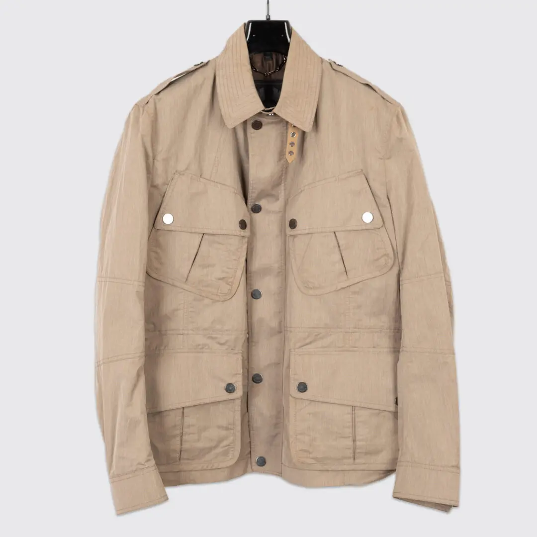 Belstaff England Belted Jacket Size EU56 Men Beige Cotton Nylon