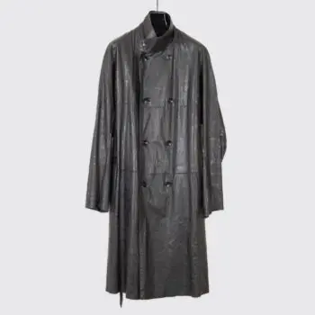 Giorgio Armani Trench Coat Black Size EU54 Men Embossed Leather