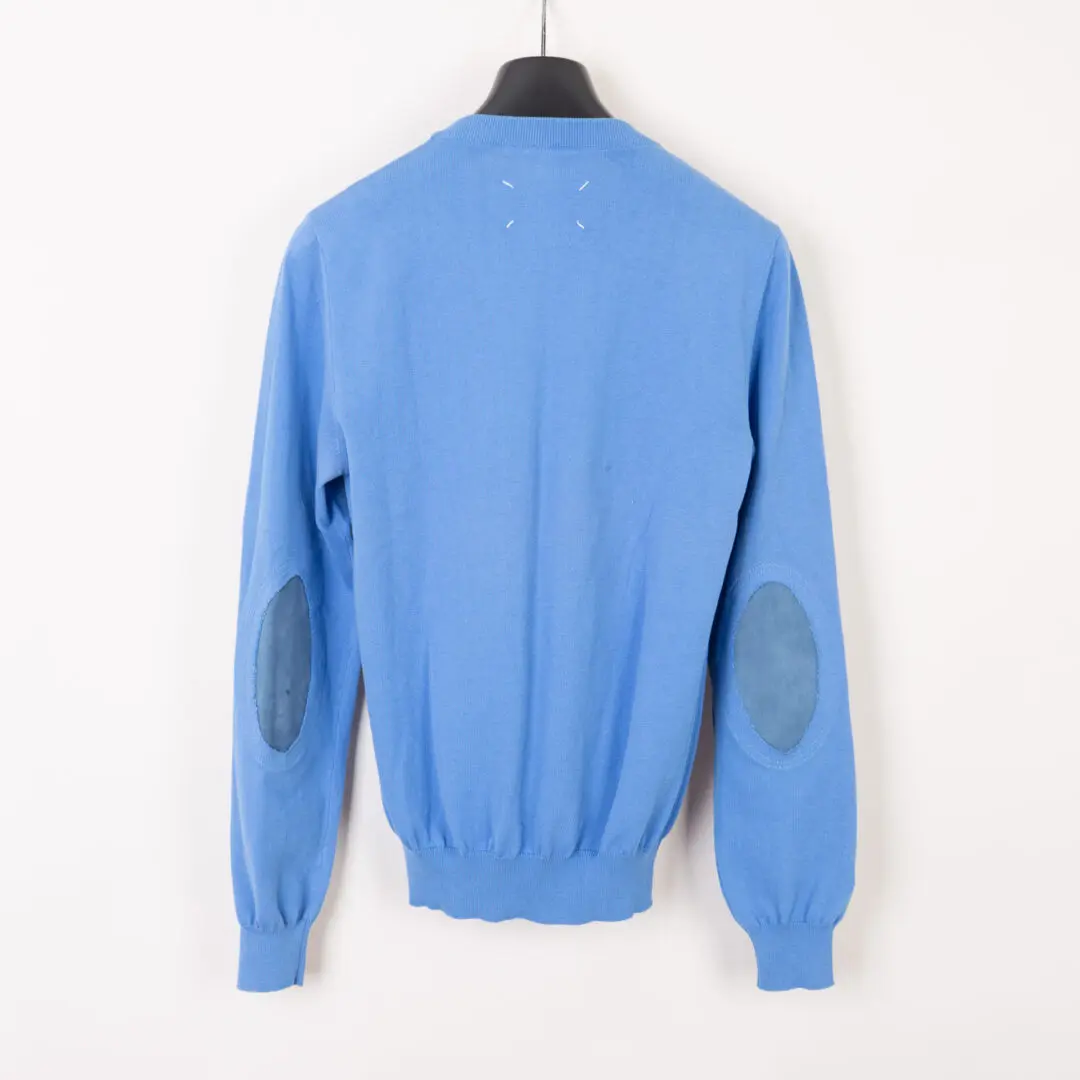 Maison Margiela Sweater Size S Men Blue Cotton Suede Elbow Patch