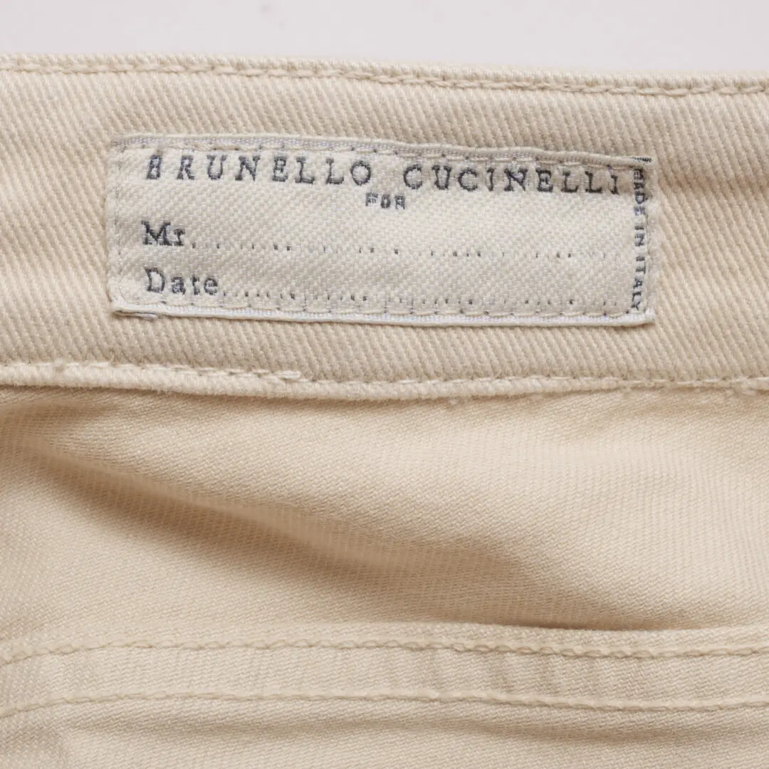 Brunello Cucinelli Denim Size EU48 Men Cream Skinny Fit Jeans