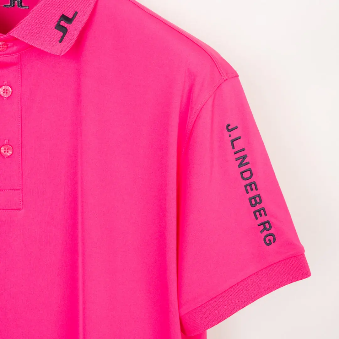 J.Lindeberg Tour Tech Reg Fit Polo Size L Men Bright Pink S/S