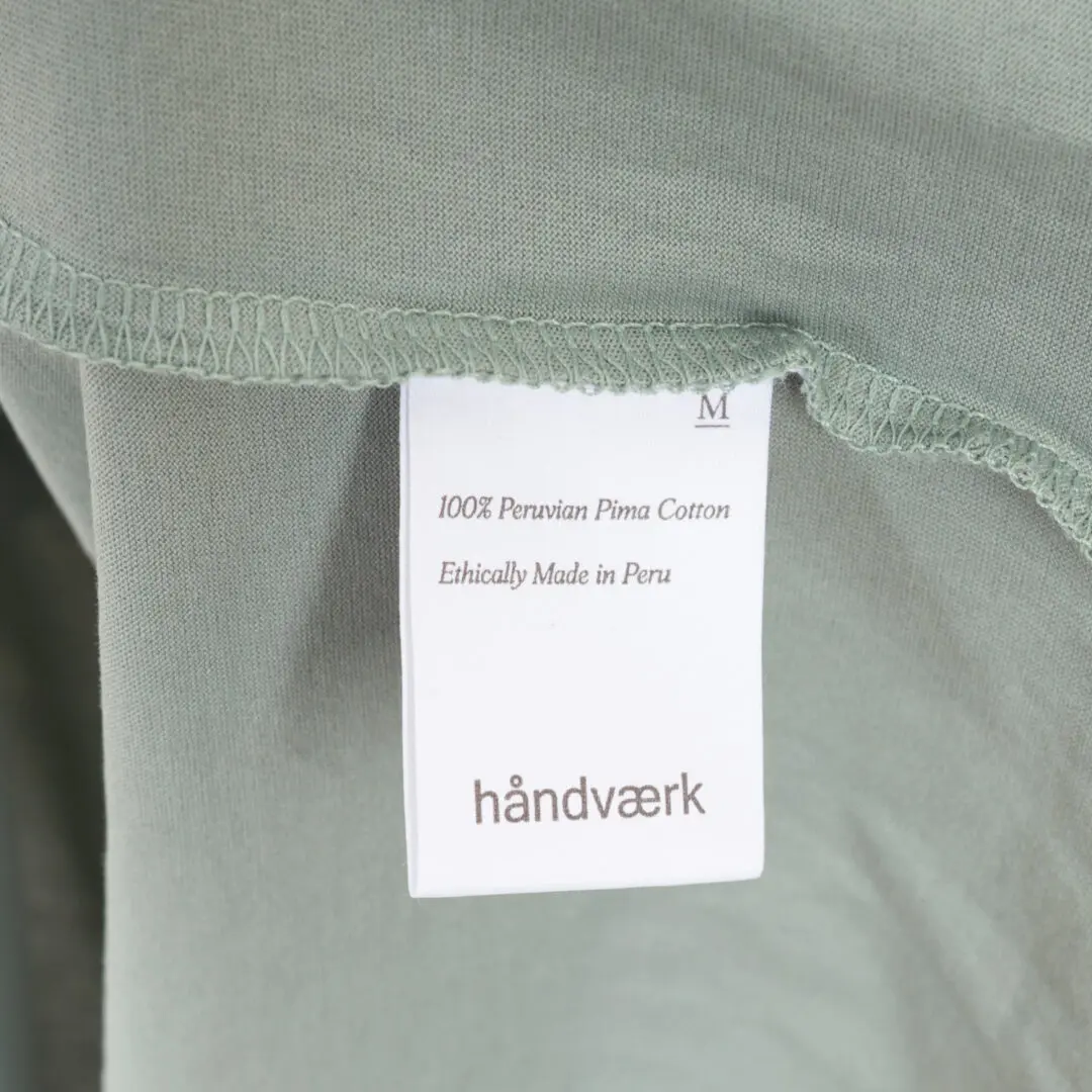 Handvaerk T-Shirt Size M Sage Green Fine Pima Cotton Crewneck