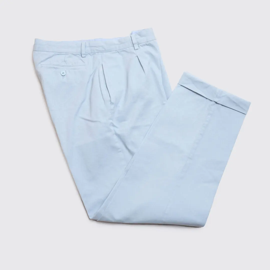 Adsum Pants Light Blue Size XL Men Cotton Pleated Cuffed Chino