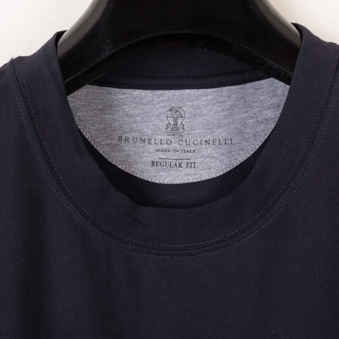 Brunello Cucinelli T-Shirt Size EU52 Men Reg Fit Navy Crewneck