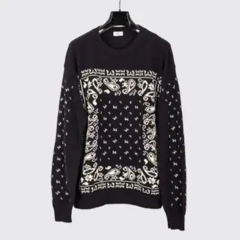 Etro Milano Size L Men Black Cotton Knit Paisley Bandana Sweater 4