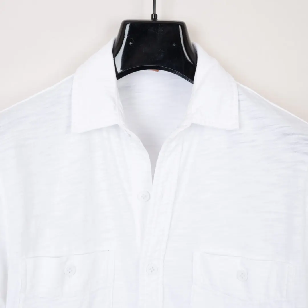 Leonard Frisbie Size M White Knit Mike Button Up Two Pocket Shirt