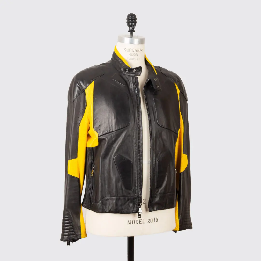 Ralph Lauren Black Label Sport Moto Jacket XL Black Yellow Lambskin