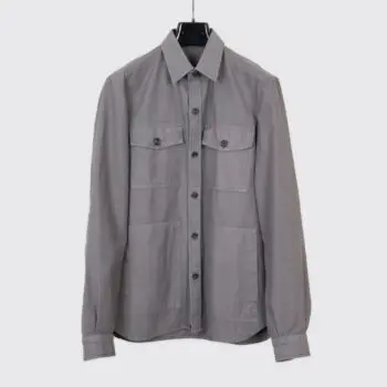 Isaia Cotton Overshirt Size M Gray 4 Pocket Made in Italy