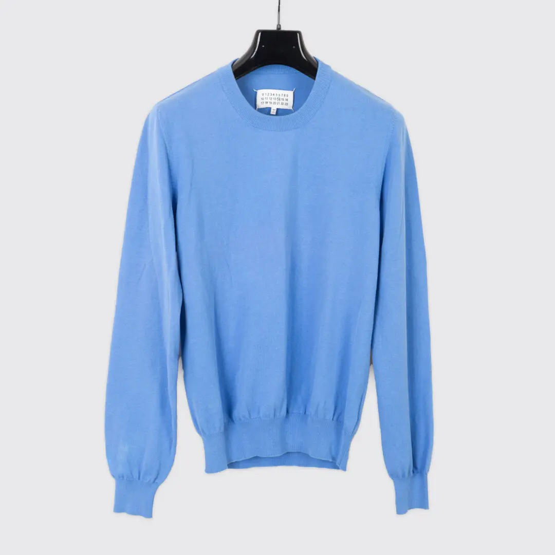 Maison Margiela Sweater Size S Men Blue Cotton Suede Elbow Patch