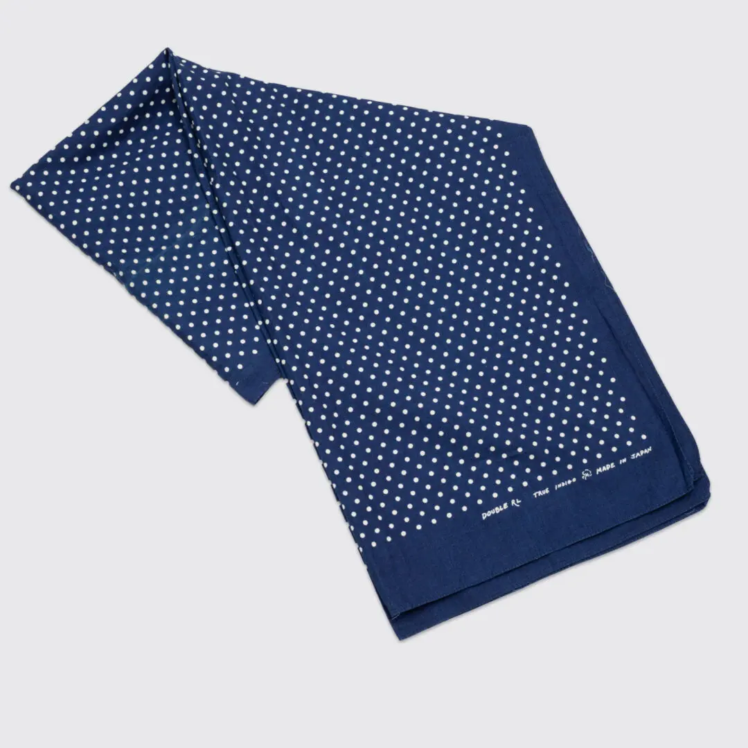 RRL Ralph Lauren Polka Dot Scarf Navy True Indigo Made in Japan