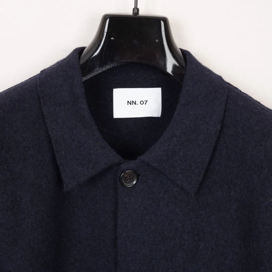 NN.07 Jonas Overshirt Size M Dark Navy Blue Boiled Merino Wool