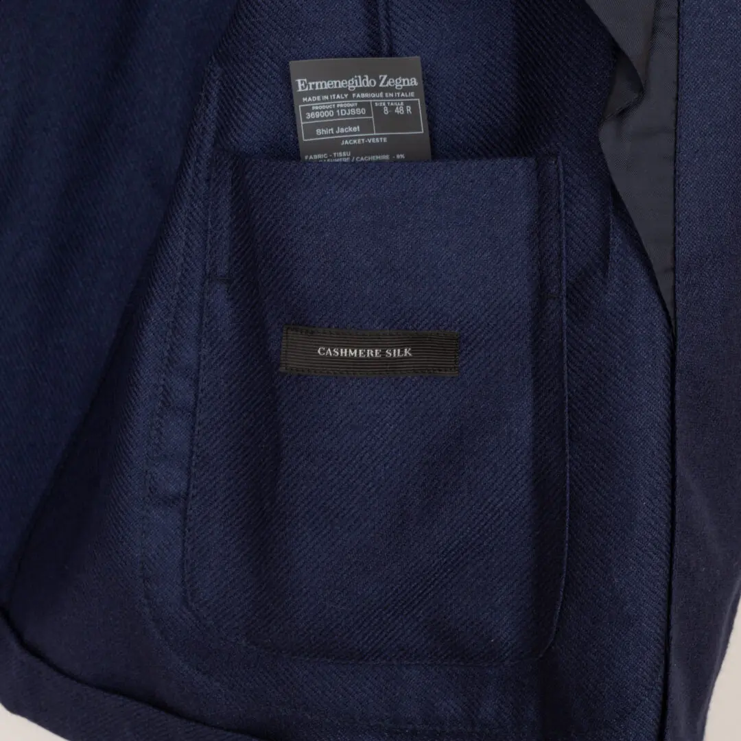 Ermenegildo Zegna Soft Jacket Size EU48 Dark Navy Cashmere Silk