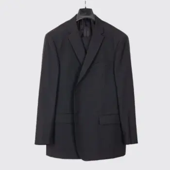 Valentino Suit Size EU60 Solid Black Wool 2-Button Pleated Pant