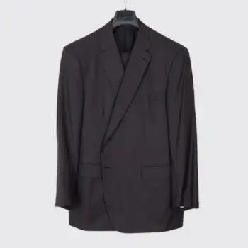 Brioni NM Colosseo Suit Size EU60 Solid Black Super 160s Wool 4