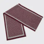 Salvatore Ferragamo Gancini Scarf Maroon Red Gray Virgin Wool