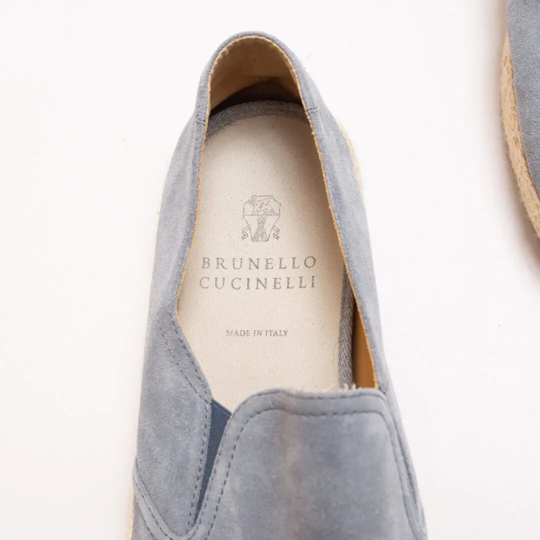 Brunello Cucinelli Espadrilles Size EU43.5 Slate Blue Suede Shoes