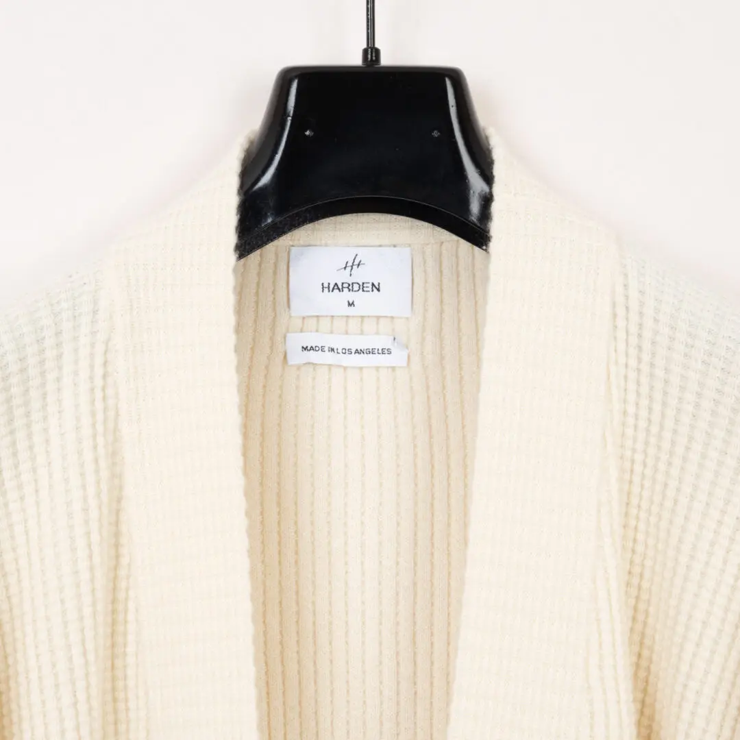 Harden Ribbed Cashmere Sweater Size M Cream Open Front Cardigan