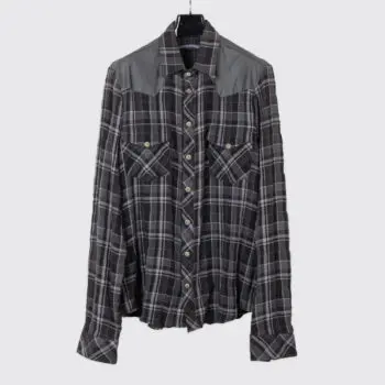 Chrome Hearts Shirt Size XL Men Gray Plaid Cotton Viscose Western 4