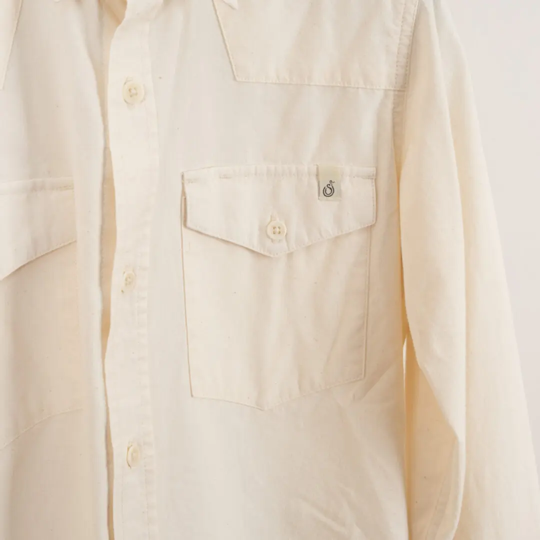 Ship John Townes Western Shirt Cream Size S Men Cotton Button Up