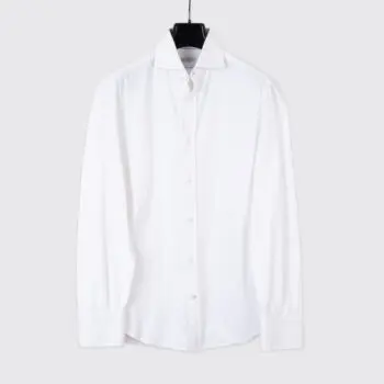 Brunello Cucinelli White Basic Fit Size EU52 Jersey Cotton Shirt