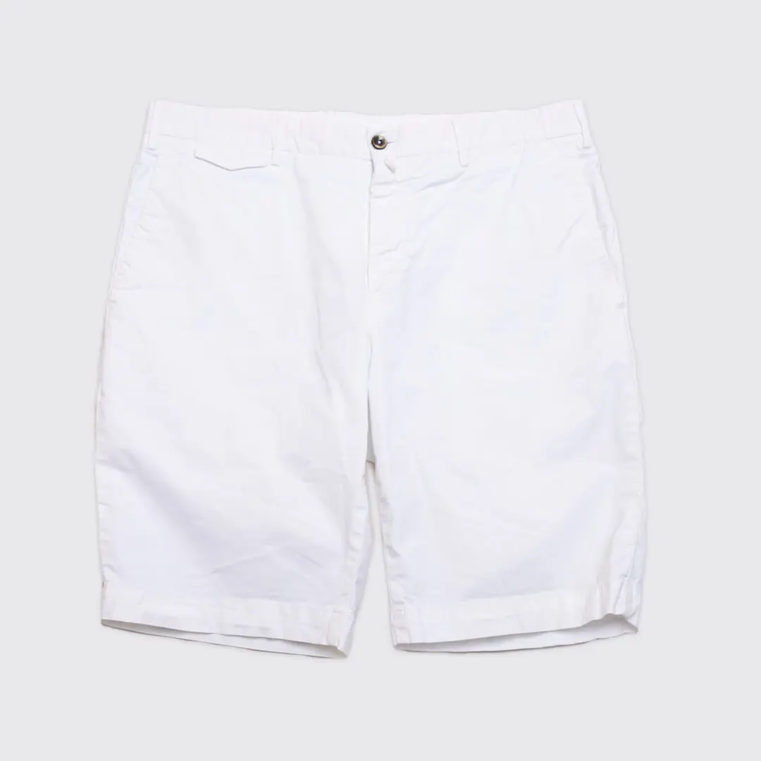 PT Torino Short Size 32 (EU48) Solid White Stretch Cotton Bermuda