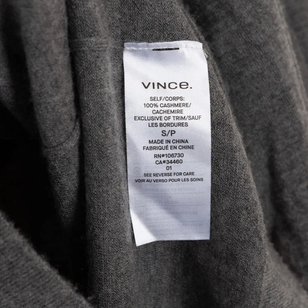 Vince Pewter Gray Size S Men Light Cashmere V Neck Sweater