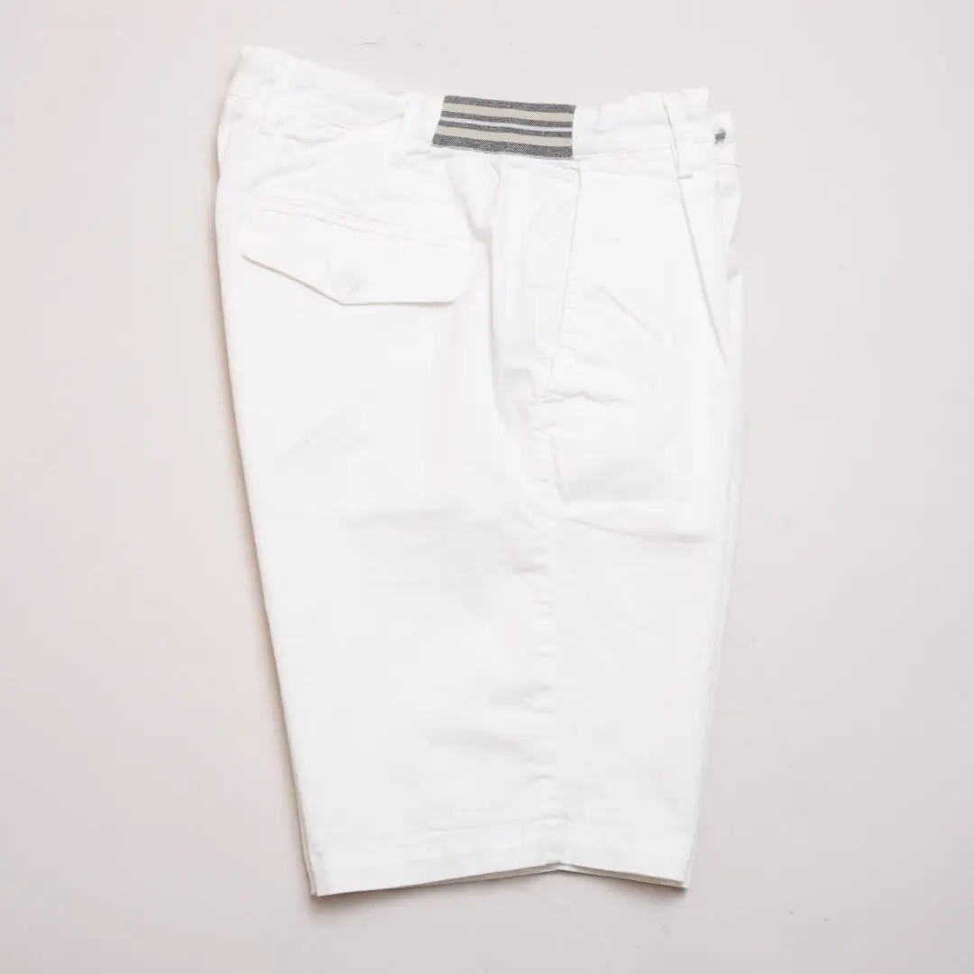 Eleventy Shorts W32 Men White Cotton Bermuda Jogger with Pleats