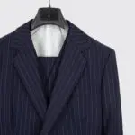 Richard Anderson Bespoke Suit Size 36 S Navy Stripe Wool 3-Piece