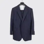 Richard Anderson Bespoke Suit Size 36 S Navy Stripe Wool 3-Piece