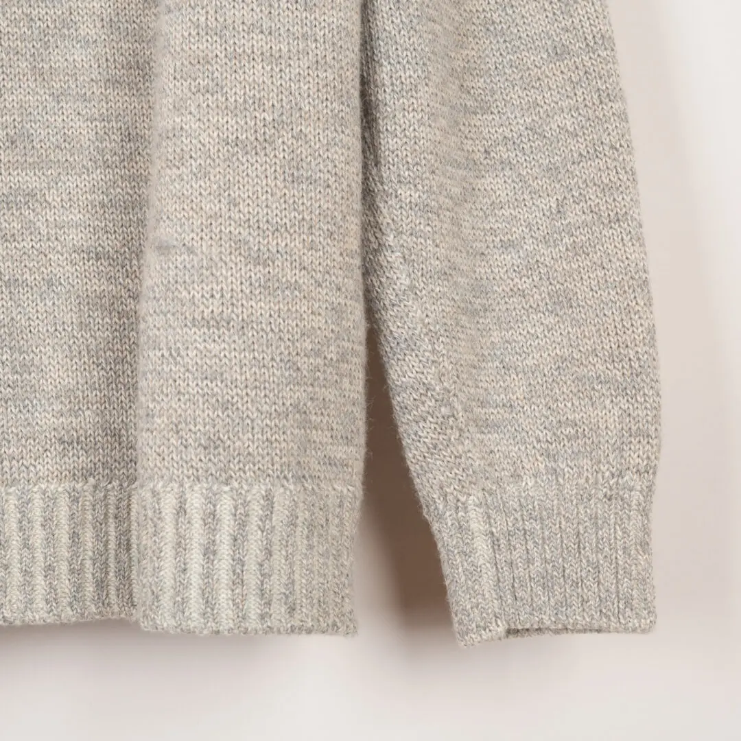 Inis Meain Quarter Zip Sweater Size M Speckled Light Gray Wool