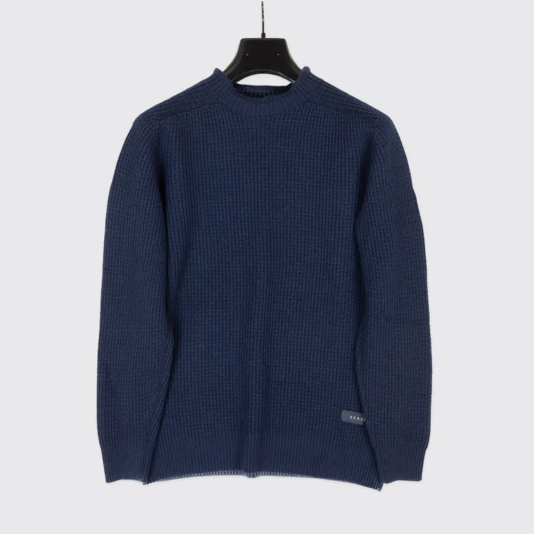 Sease Sweater Midnight Blue Size L Men Virgin Wool Crew Neck Knit