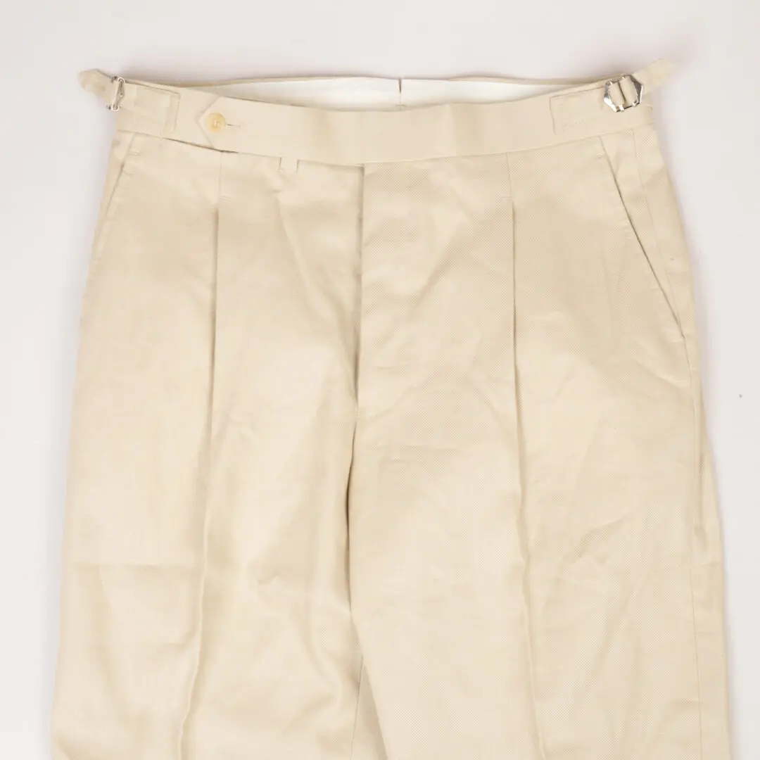 The Anthology Suit Size 38 Khaki Linen Cotton Double Breasted