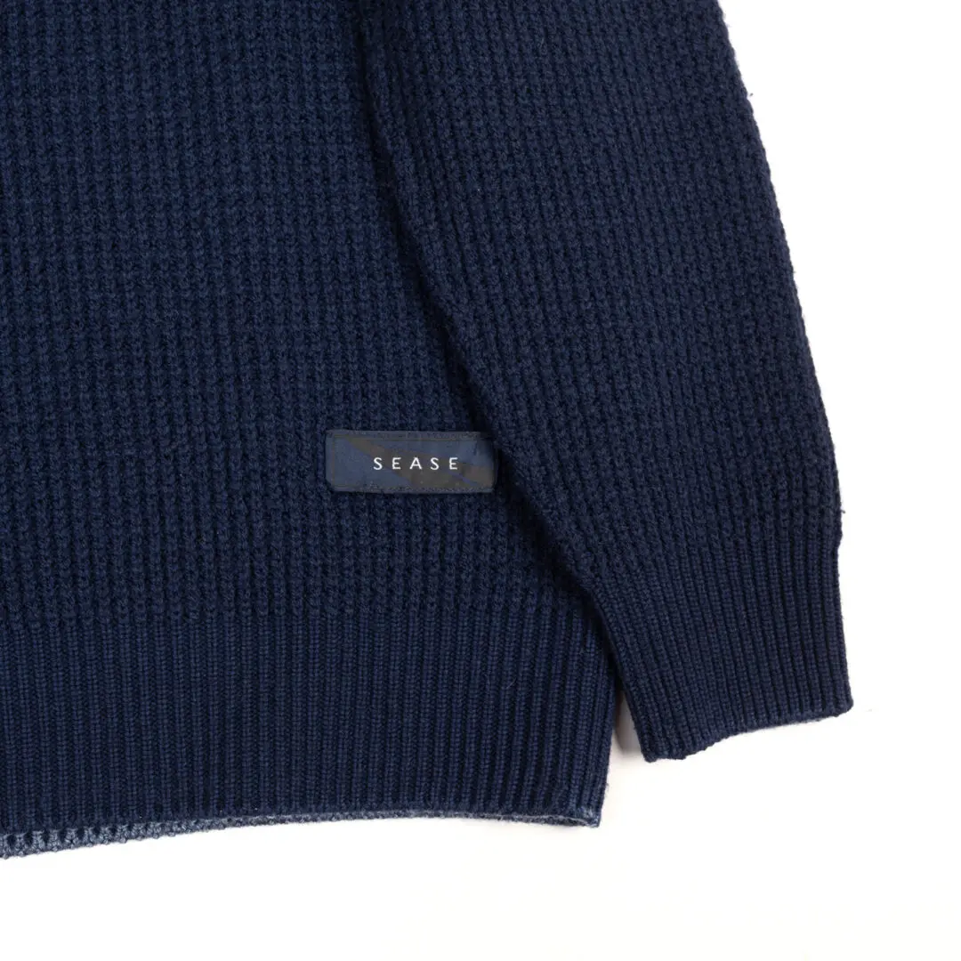 Sease Sweater Midnight Blue Size L Men Virgin Wool Crew Neck Knit