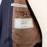 Brunello Cucinelli Suit Size EU52 C Navy Chalk Stripe Virgin Wool