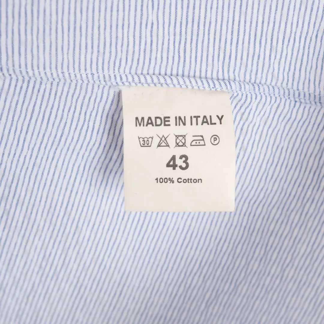 Isaia Napoli Shirt Size 17 (EU43) Lightweight Blue Short Sleeve