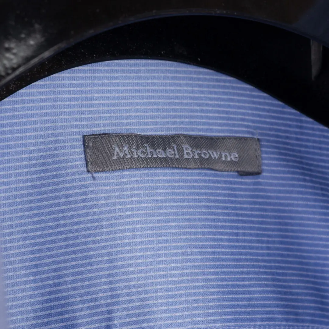 Michael Browne Shirt Light Blue Pinstripe Cotton Button Down