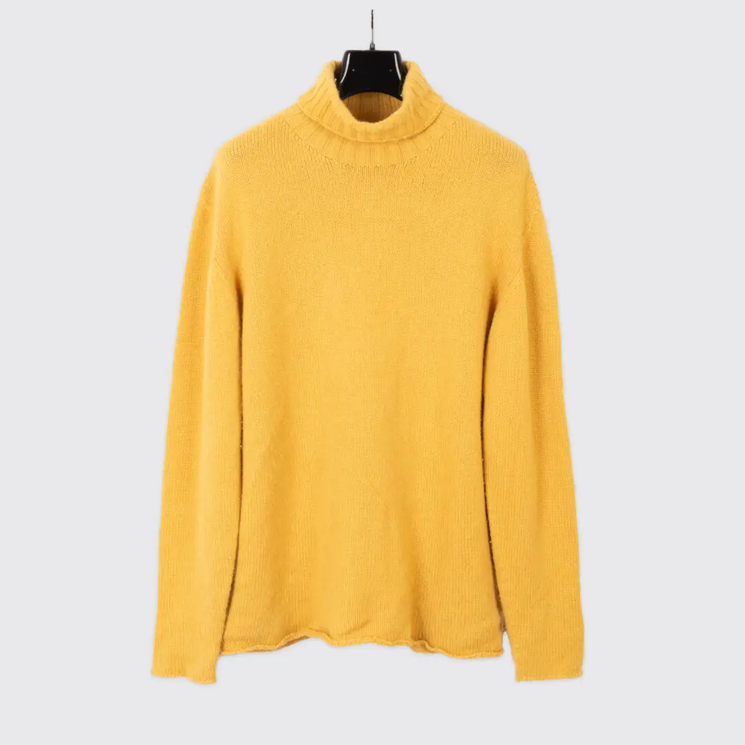 Etro Cashmere Sweater Size L Mustard Yellow Turtleneck Knit