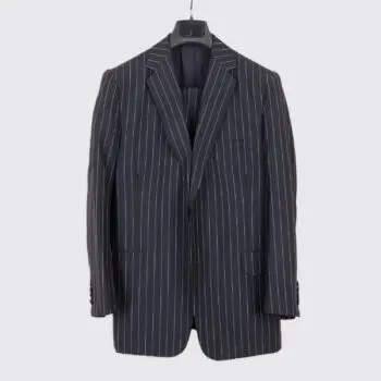 Leonard Logsdail Bespoke Suit Size 36 Dark Navy Stripe 2-Button