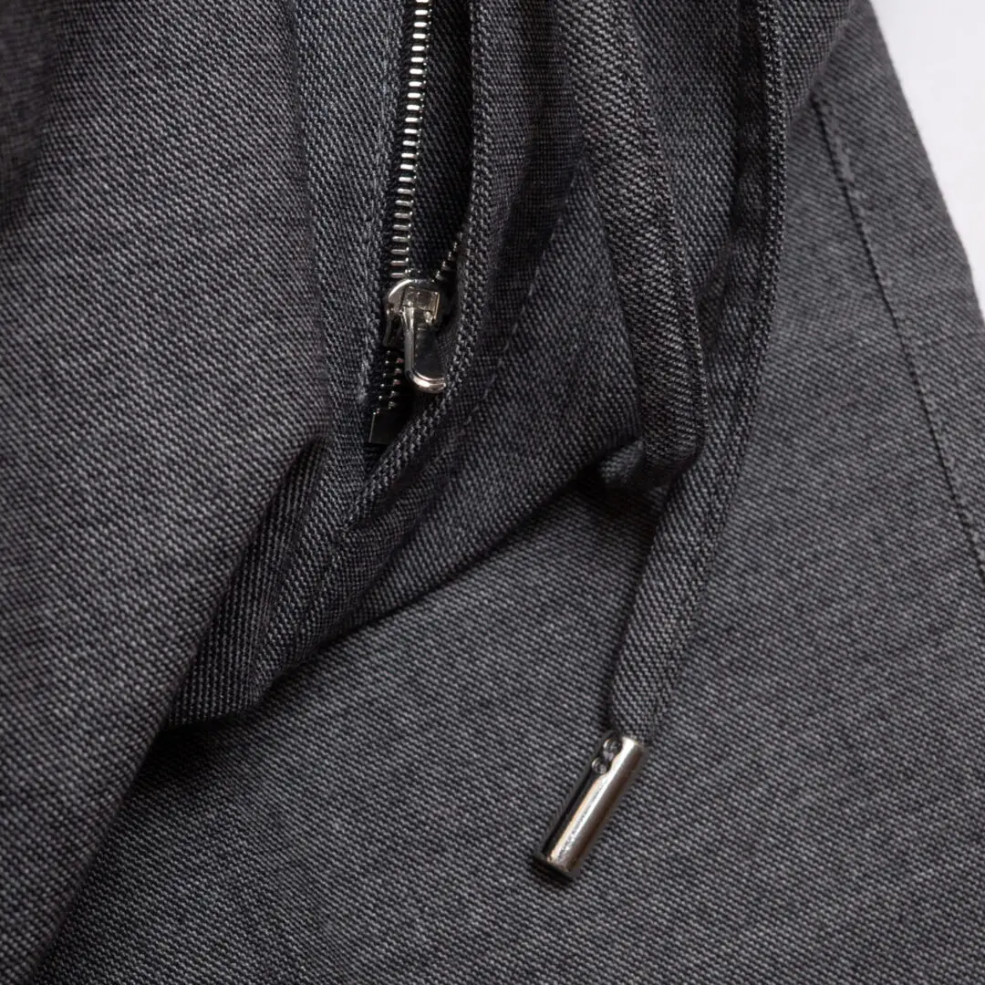 Mr P. Drawstring Trousers W36 Gray Stretch Wool Made in Italy